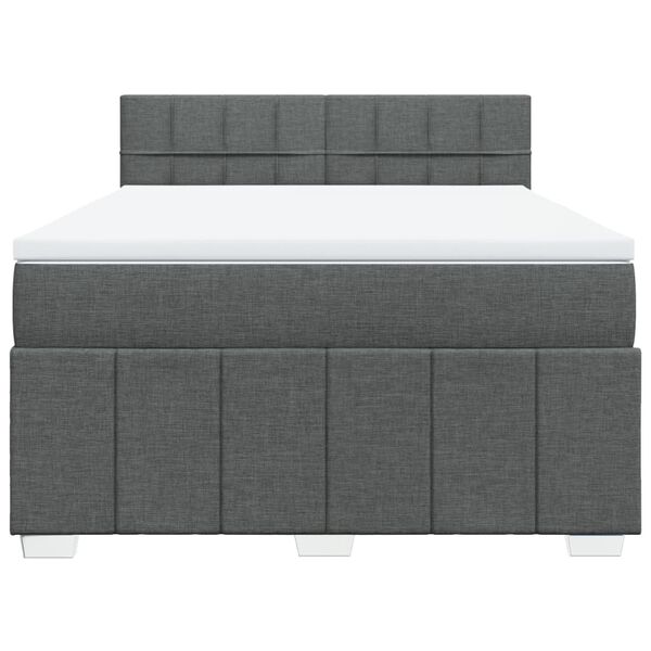 vidaXL Κρεβάτι Boxspring με Στρώμα Σκούρο Γκρι 140x190 εκ. Υφασμάτινο