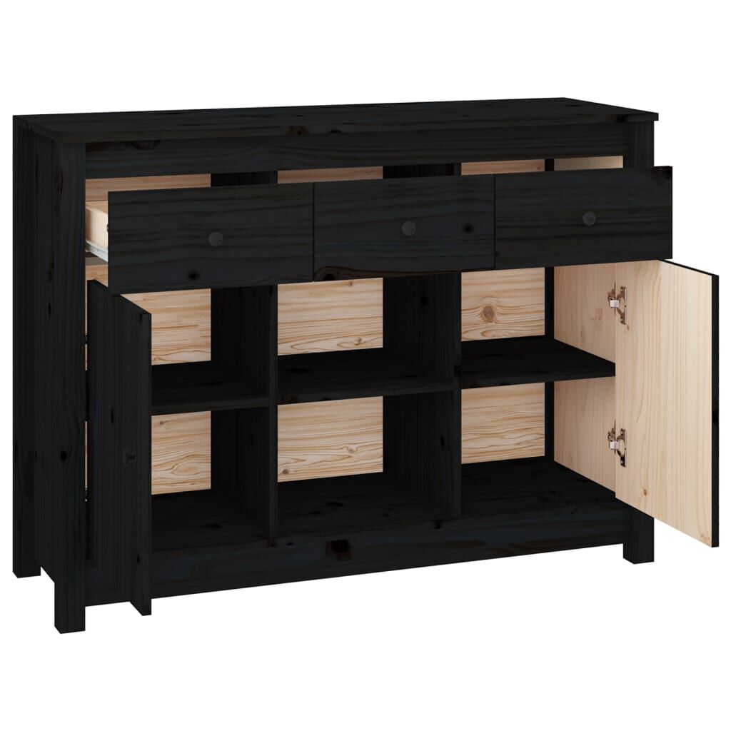 vidaXL Ντουλάπι Μαύρο 100 x 35 x 74,5 εκ. από Μασίφ Ξύλο Πεύκου