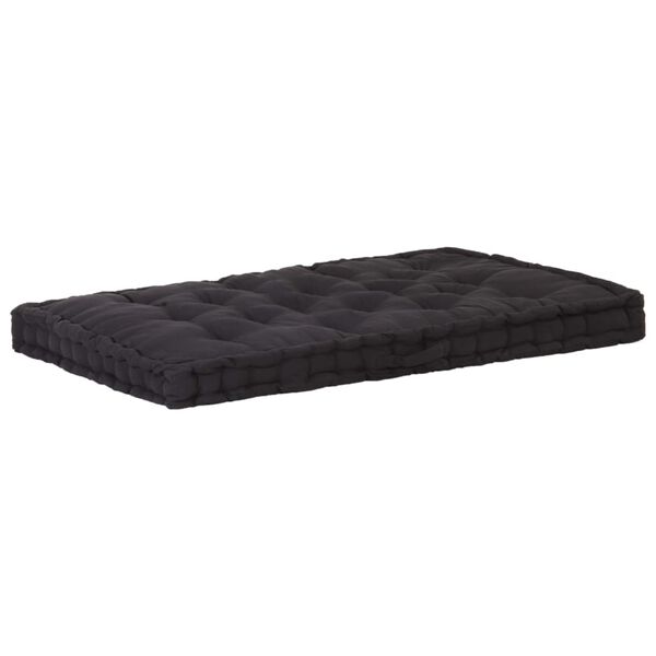 vidaXL Μαξιλάρα Δαπέδου / Παλέτας Μαύρη 120 x 80 x 10 εκ. Βαμβακερή