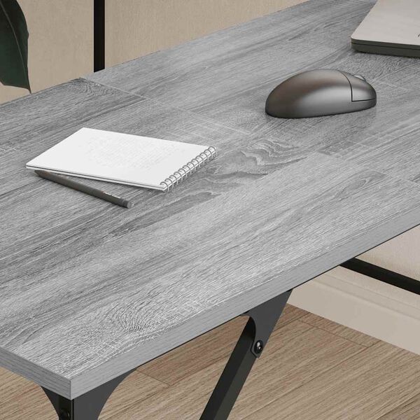 vidaXL Γραφείο Γκρι Sonoma 149x149x75 εκ. από Επεξεργασμένο Ξύλο