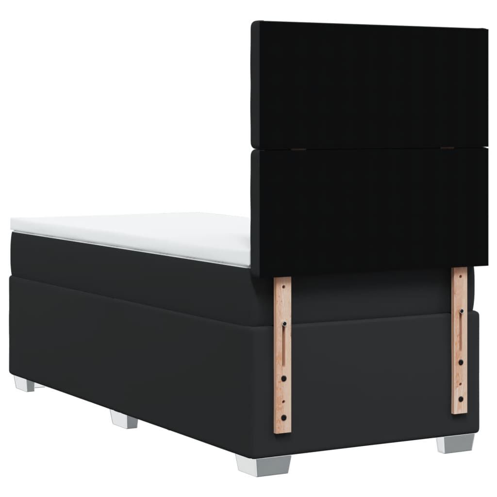 vidaXL Κρεβάτι Boxspring με Στρώμα Μαύρο 90x200εκ. από Συνθετικό Δέρμα