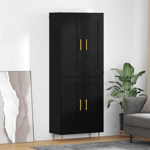 vidaXL Highboard &Mu;&alpha;ύ&rho;&eta; &Omicron;&xi;&upsilon;ά 69,5 x 34 x 180 &epsilon;&kappa;. &Epsilon;&pi;&epsilon;&xi;&epsilon;&rho;&gamma;&alpha;&sigma;&mu;έ&nu;&omicron; &xi;ύ&lambda;&omicron;