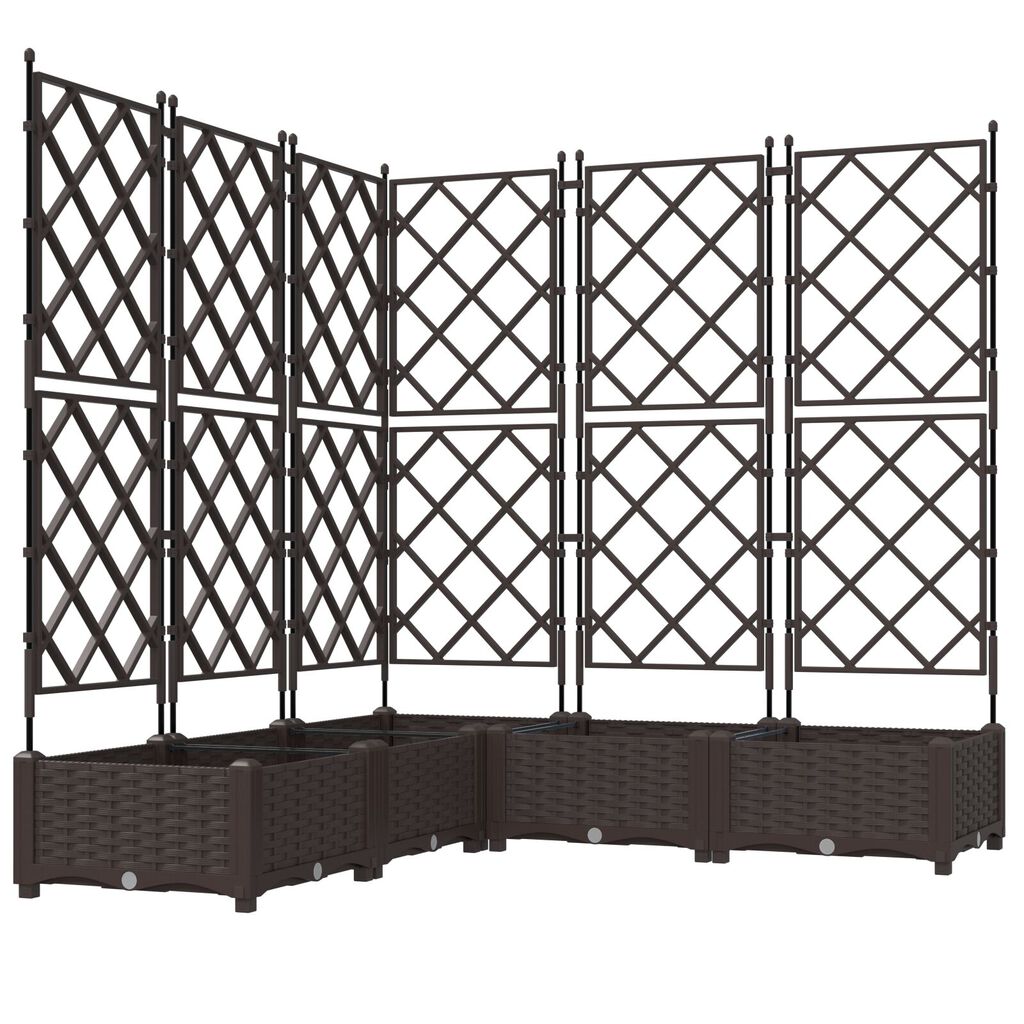 vidaXL Γλάστρα Κήπου με Πλέγμα 5 τμχ Καφέ 120x120x125,5 εκ