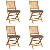vidaXL Πτυσσόμενη Καρέκλα με μαξιλάρι 4 pcs Γκρι 49 x 57.5 x 92εκ
