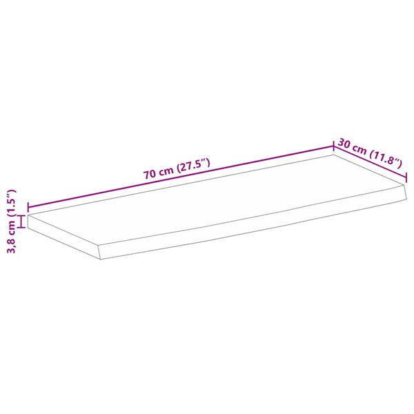 vidaXL Επιφάνεια Τραπεζιού 70x30x3,8 εκ. Live Edge Μασίφ Ξύλο Μάνγκο