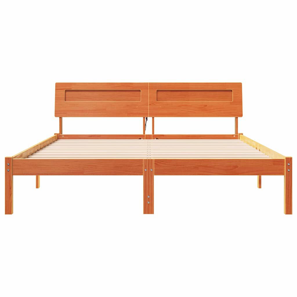 vidaXL Σκελετός Κρεβατιού Καφέ κεριού 150 x 200 cm Μασίφ ξύλο πεύκου