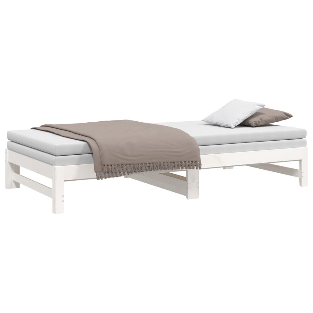 vidaXL Καναπές Κρεβάτι Συρόμενος Λευκός 2x(80x200) εκ. από Μασίφ Πεύκο