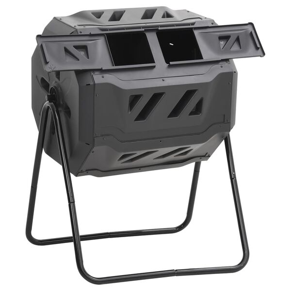 vidaXL Κάδος Κομποστοποίησης Κήπου Μαύρος 73 x 64 x 95 εκ. 160 Λίτρων