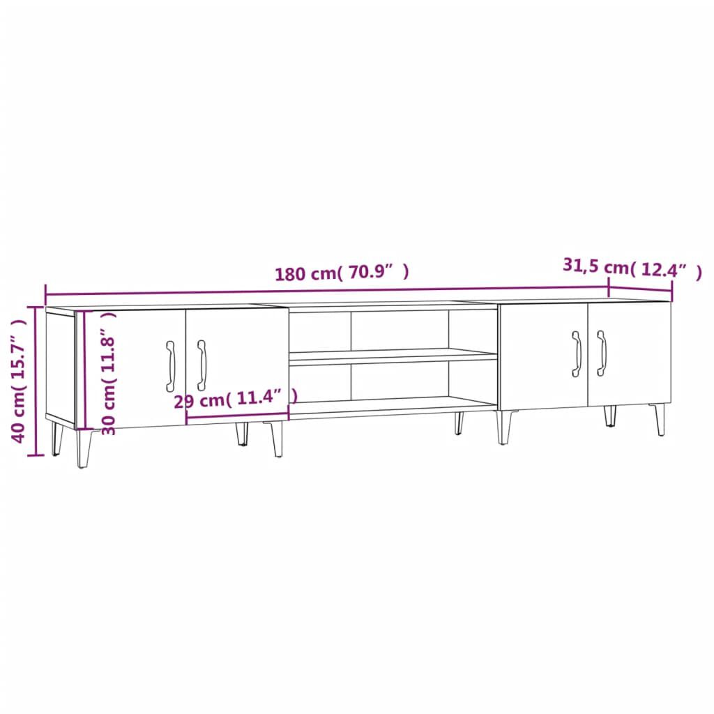 vidaXL Έπιπλο Τηλεόρασης Γκρι Sonoma 180x31,5x40 εκ. από Επεξεργ. Ξύλο