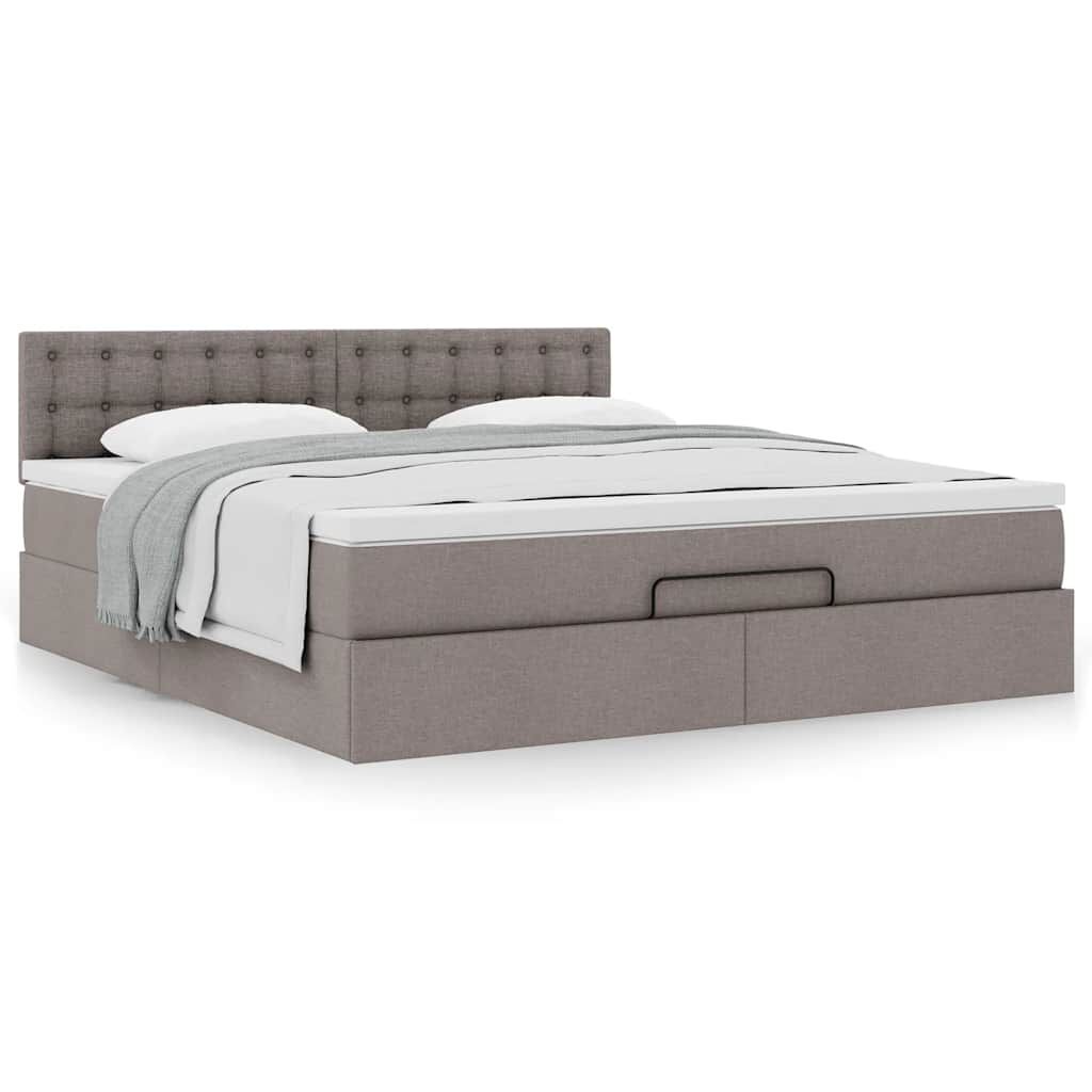 vidaXL Οθωμανικό κρεβάτι με στρώμα Taupe 180x200cm ύφασμα