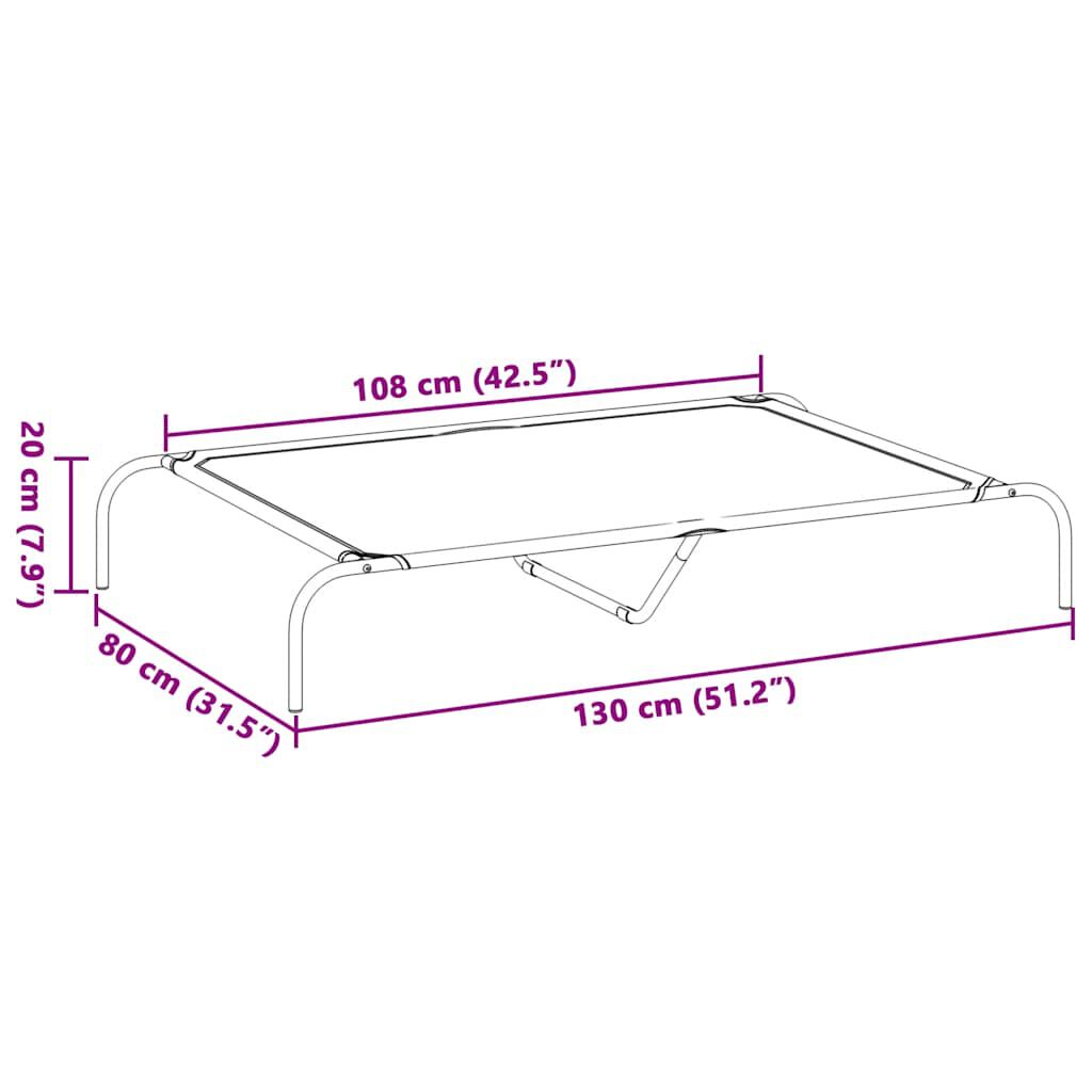 vidaXL Ανυψωμένο κρεβάτι σκύλου Γκρι 130x80x20 cm Ύφασμα Οξφόρδης