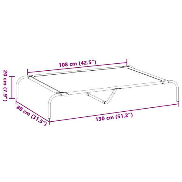 vidaXL Ανυψωμένο κρεβάτι σκύλου Γκρι 130x80x20 cm Ύφασμα Οξφόρδης