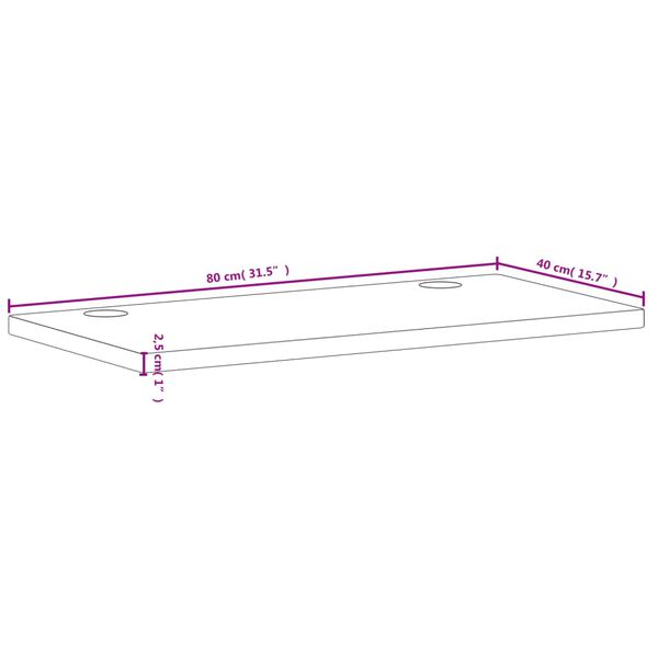 vidaXL Επιφάνεια Γραφείου 80 x 40 x 2,5 εκ. Μασίφ Ξύλο Οξιάς