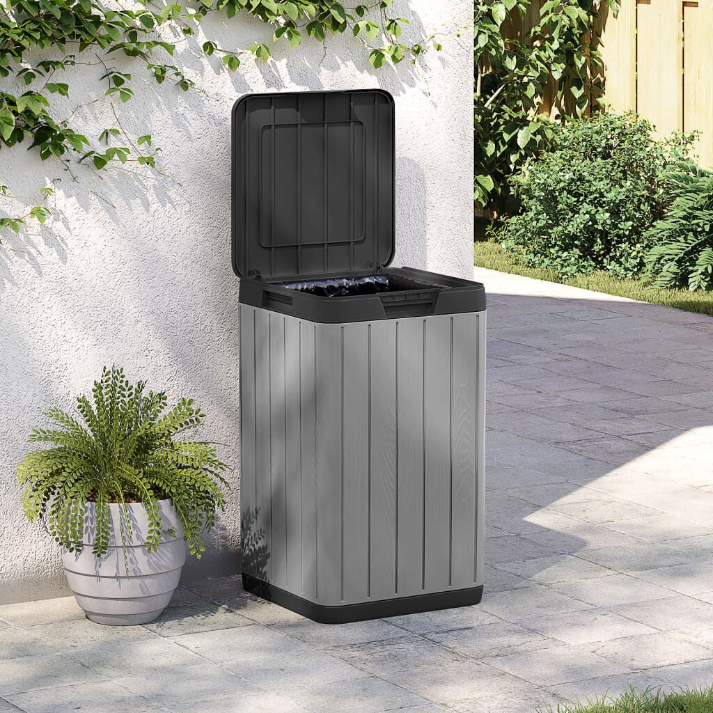 vidaXL Κάδος Απορριμμάτων Εξωτερ. Χώρου Γκρι 38x38x65 εκ. Πολυπρ/λένιο