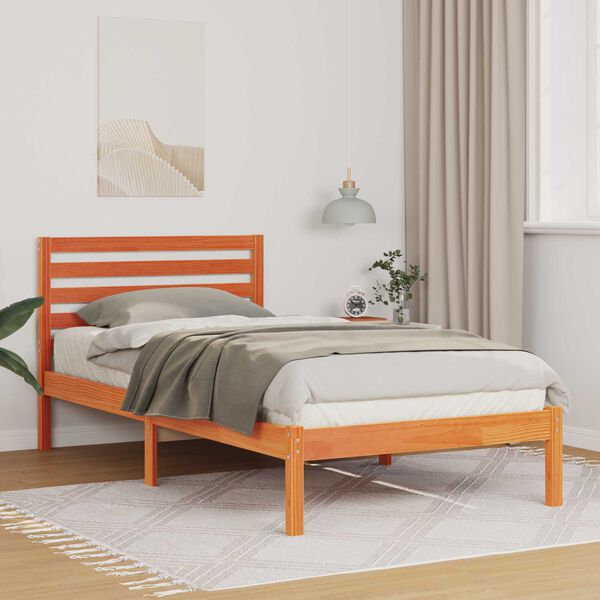 vidaXL Σκελετός Κρεβατιού Καφέ κεριού 75 x 190 cm Συμπαγές ξύλο πεύκου