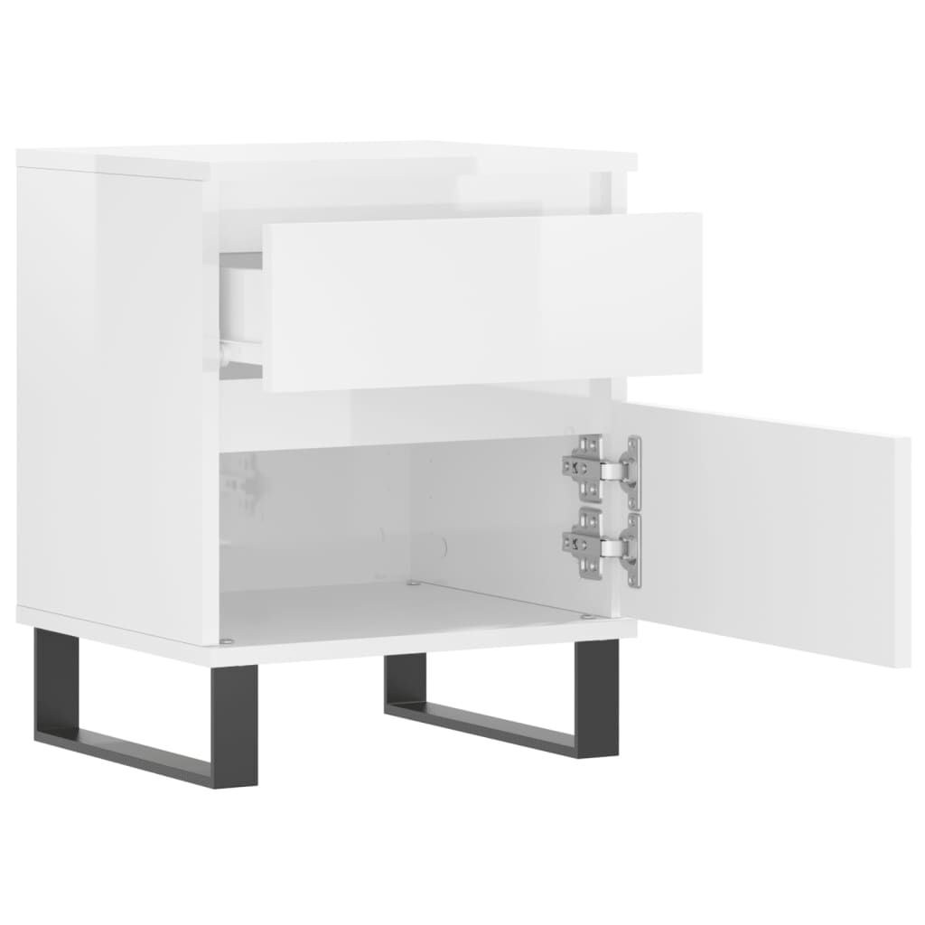 vidaXL Κομοδίνα 2 τεμ. Γυαλ. Λευκό 40 x 35 x 50 εκ. Επεξεργασμένο Ξύλο