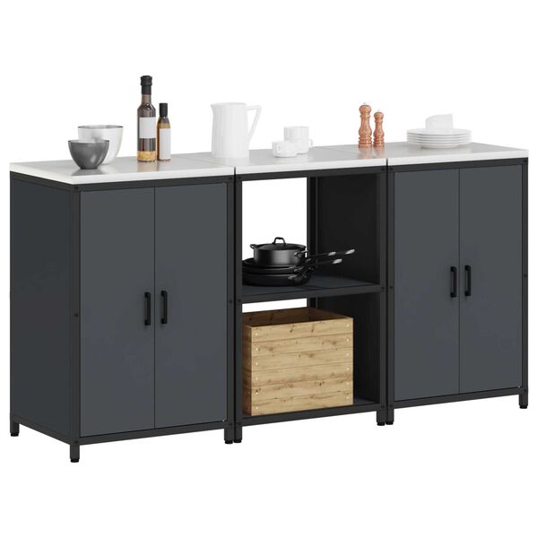 vidaXL Σετ Αποθήκευσης Κουζίνας 3 pcs Ανθρακί 180 x 50 x 92 εκ.