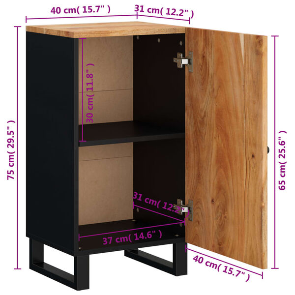 vidaXL Ντουλάπι με Πόρτα 40 x 31 x 75 εκ. από Μασίφ Ξύλο Ακακίας