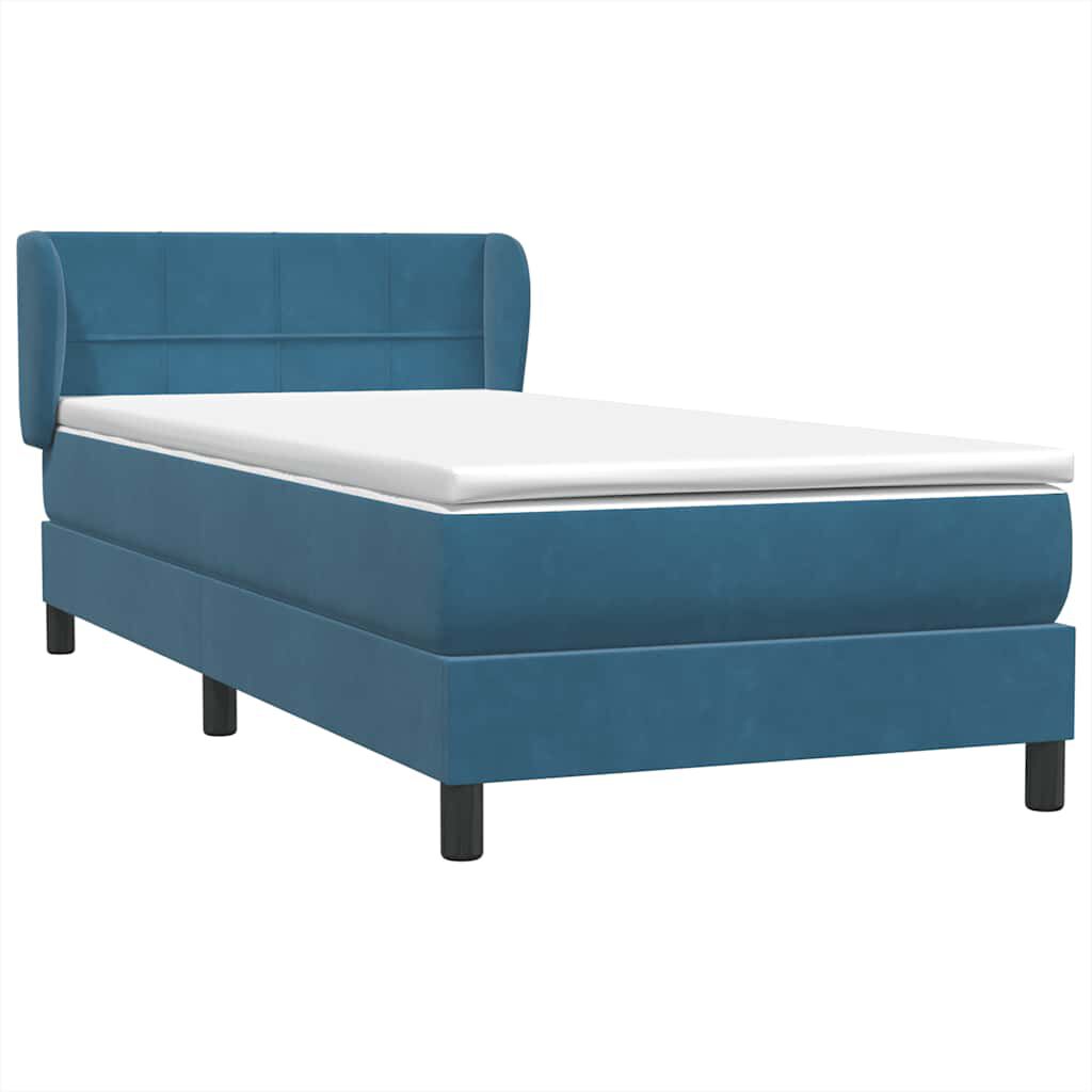 vidaXL Box Spring κρεβάτι με στρώμα σκούρο μπλε 80x210 εκ. Βελούδινο
