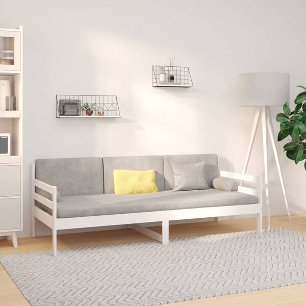 vidaXL Καναπές Κρεβάτι Χωρίς Στρώμα Λευκό 90x190 εκ. Μασίφ Ξύλο Πεύκου