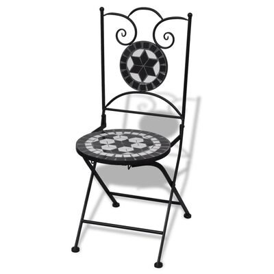vidaXL Καρέκλες Bistro Πτυσσόμενες 2 τεμ. Μαύρο / Λευκό Κεραμικές