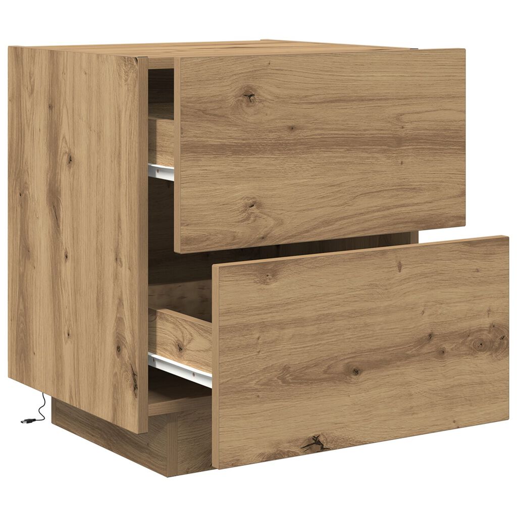 Κομοδίνο vidaXL με LED Φωτιστικά Artisan Oak 45x40x55 εκ.
