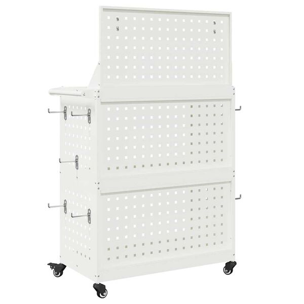 vidaXL Καρότσι εργαλείων με ράφι Λευκό 65 x 35 x 111 εκ Κρύα χάλυβας