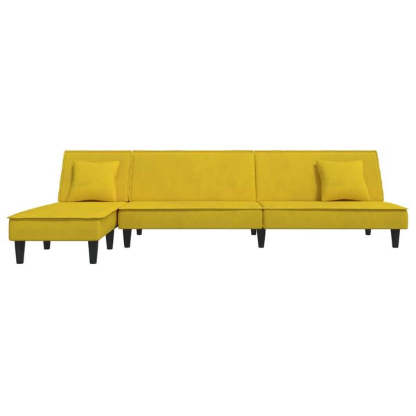 vidaXL Καναπές Κρεβάτι Γωνιακός Κίτρινος 255 x 140 x 70 εκ. Βελούδινος