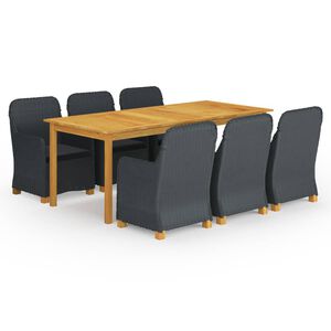 vidaXL Σετ Τραπεζαρίας Κήπου 7 Τεμαχίων Σκούρο Γκρι