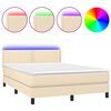 vidaXL &Kappa;&rho;&epsilon;&beta;ά&tau;&iota; Boxspring &mu;&epsilon; &Sigma;&tau;&rho;ώ&mu;&alpha; & LED &Kappa;&rho;&epsilon;&mu; 140x190 &epsilon;&kappa;. &Upsilon;&phi;&alpha;&sigma;&mu;ά&tau;&iota;&nu;&omicron;
