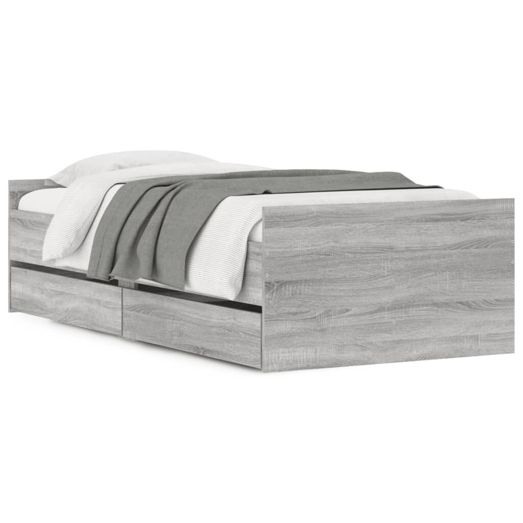 vidaXL Πλαίσιο Κρεβατιού Με Συρτάρια Γκρι Sonoma 75x190εκ Small Single