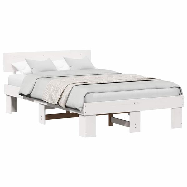 vidaXL Σκελετός Κρεβατιού Λευκό 120 x 200 cm Μασίφ ξύλο πεύκου