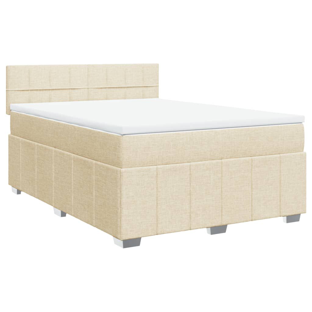 vidaXL Κρεβάτι Boxspring με Στρώμα Κρεμ 140x200 εκ. Υφασμάτινο