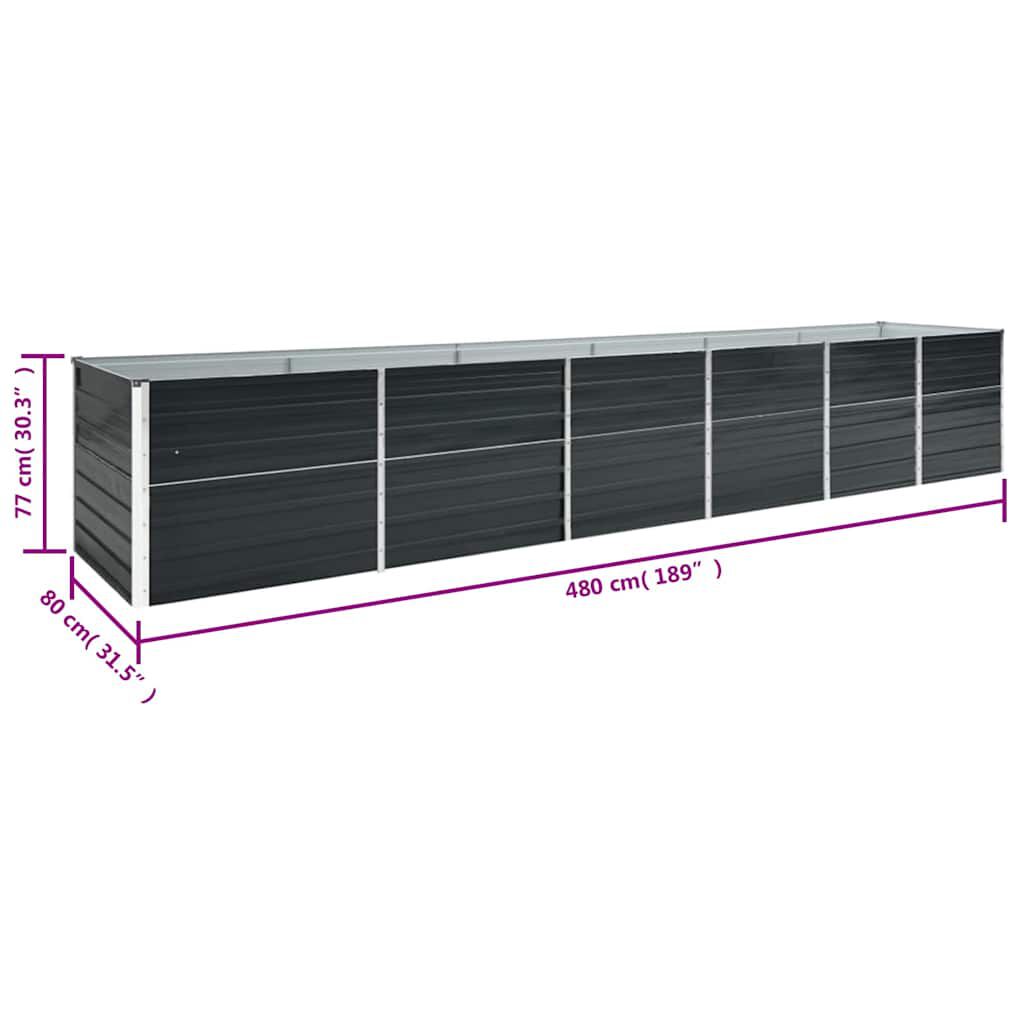 vidaXL Ζαρντινιέρα Υπερυψωμένη Ανθρακί 480x80x77 εκ. Γαλβαν. Χάλυβας