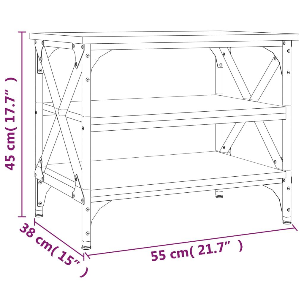 vidaXL Βοηθητικό Τραπέζι Μαύρο 55 x 38 x 45 εκ. από Επεξεργασμένο Ξύλο