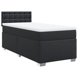 vidaXL Κρεβάτι Boxspring με Στρώμα Μαύρο 80 x 200 εκ. Συνθετικό Δέρμα