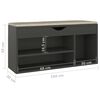 vidaXL Παπουτσοθήκη Γκρι 104 x 30 x 49 εκ. Επεξ. Ξύλο με Μαξιλάρι