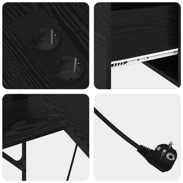 vidaXL Γραφείο Μαύρη Δρυς 182 x 101 x 87.5 εκ. Επεξεργασμένο ξύλο