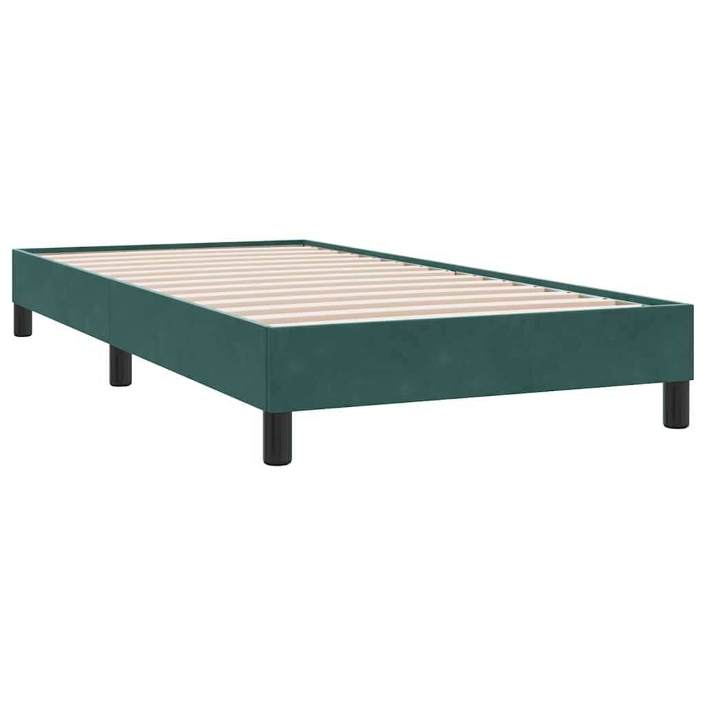 vidaXL Box Spring κρεβάτι με στρώμα σκούρο πράσινο 90x210εκ. Βελούδινο