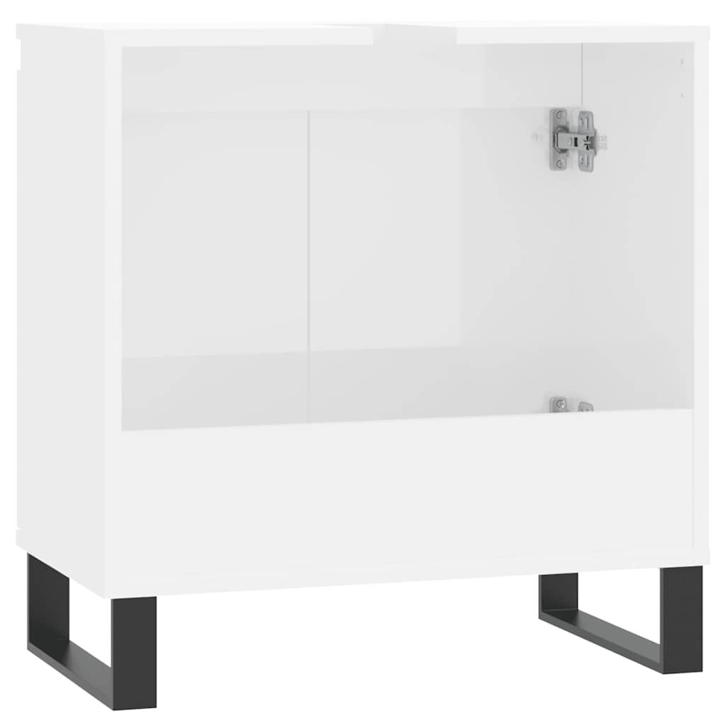 vidaXL Ντουλάπι Μπάνιου Γυαλ. Λευκό 58 x 33 x 60 εκ. από Επεξεργ. Ξύλο