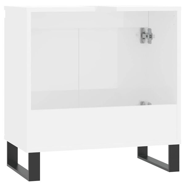 vidaXL Ντουλάπι Μπάνιου Γυαλ. Λευκό 58 x 33 x 60 εκ. από Επεξεργ. Ξύλο
