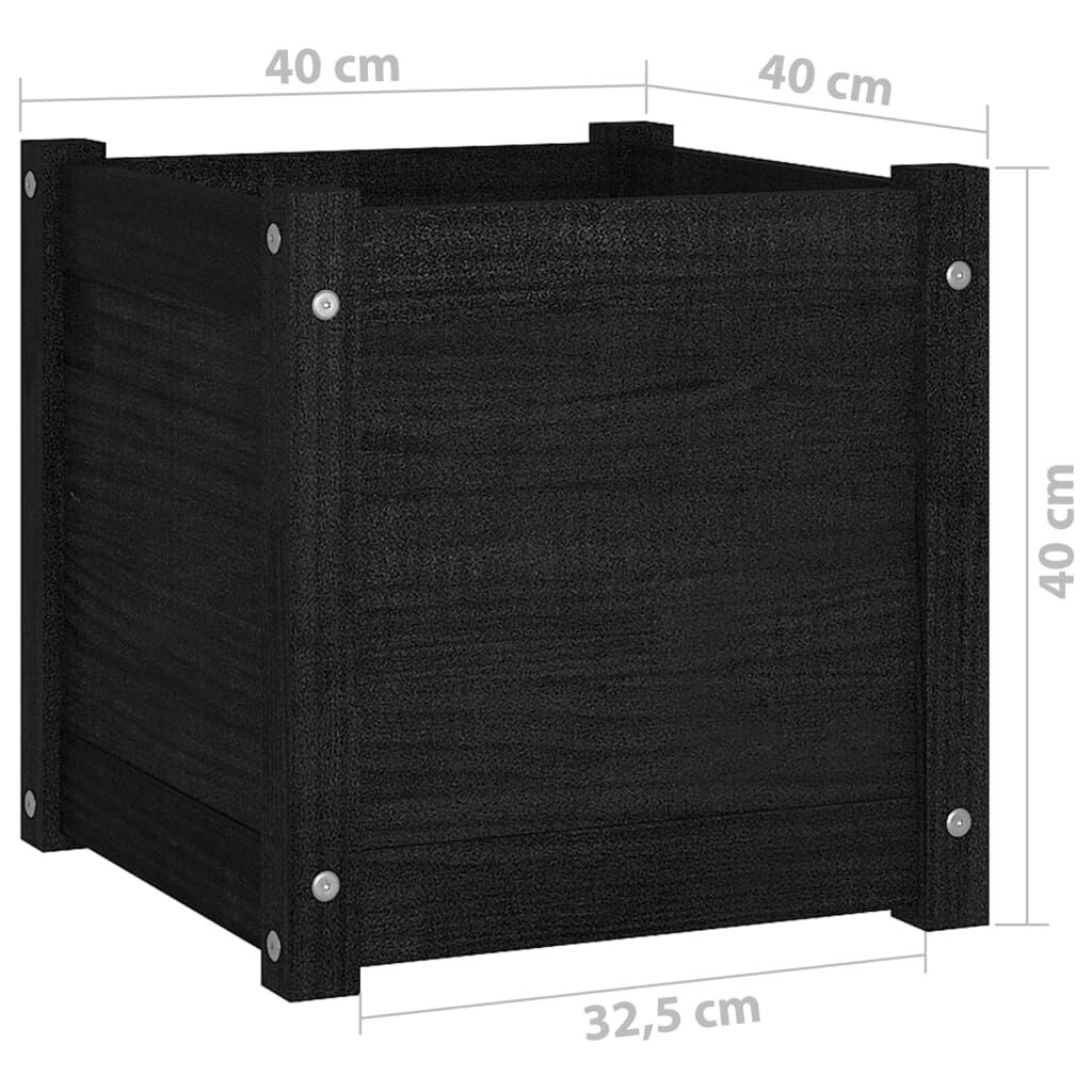 vidaXL Ζαρντινιέρες 2 τεμ. Μαύρες 40 x 40 x 40εκ από Μασίφ Ξύλο Πεύκου