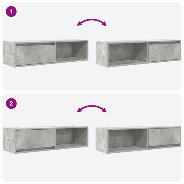 vidaXL Έπιπλο Τηλεόρασης Γκρι Σκυροδέματος 100x31x25,5 εκ. Επεξ. Ξύλο