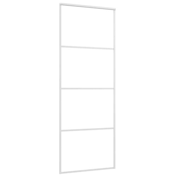 vidaXL Συρόμενη Πόρτα Λευκή Αμμοβολή 76 x 205 εκ. Γυαλί ESG/Αλουμίνιο