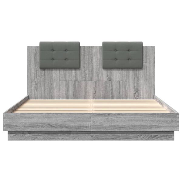 vidaXL Πλαίσιο Κρεβατιού με Κεφαλάρι Γκρι Sonoma 150x200εκ. Επεξ. Ξύλο