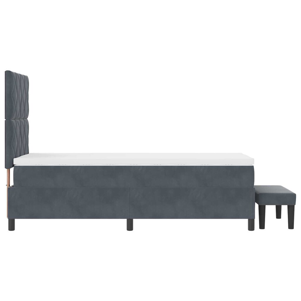 vidaXL Κρεβάτι με Ελατήριο με Στρώμα & Bench Σκούρο Γκρι 90x190 εκ. Βελούδο