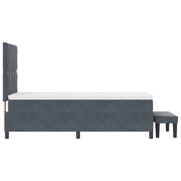 vidaXL Κρεβάτι με Ελατήριο με Στρώμα & Bench Σκούρο Γκρι 90x190 εκ. Βελούδο