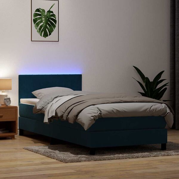 vidaXL &Kappa;&rho;&epsilon;&beta;ά&tau;&iota; Boxspring &mu;&epsilon; &Sigma;&tau;&rho;ώ&mu;&alpha; & LED &sigma;&kappa;&omicron;ύ&rho;&omicron; &mu;&pi;&lambda;&epsilon; 80x210 &epsilon;&kappa;. &Beta;&epsilon;&lambda;&omicron;ύ&delta;&iota;&nu;&omicron;