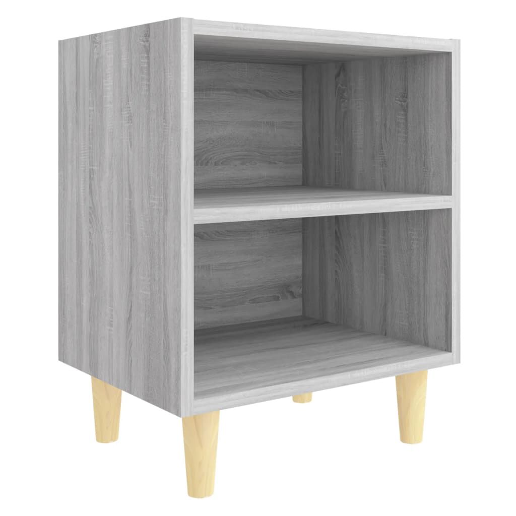 vidaXL Κομοδίνα 2 τεμ. Γκρι Sonoma 40x30x50 εκ. με Μασίφ Ξύλινα Πόδια
