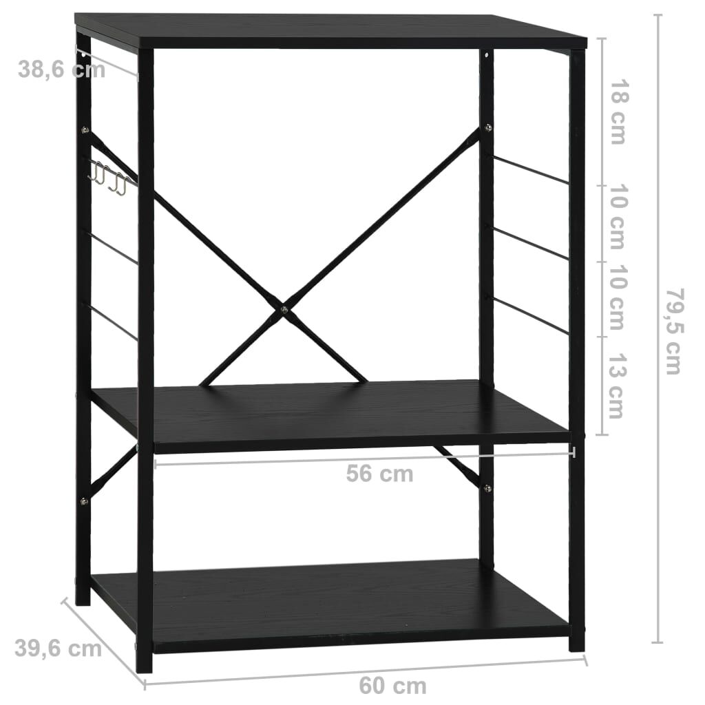 vidaXL Ντουλάπι Φούρνου Μικροκυμάτων Μαύρο 60x39,6x79,5 εκ. Επεξ. Ξύλο
